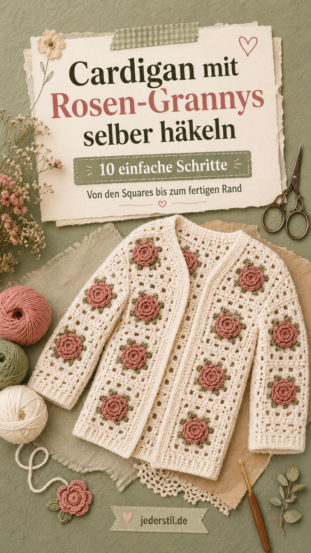 Granny - Square Rosen - Cardigan Häkeln - Meine 10