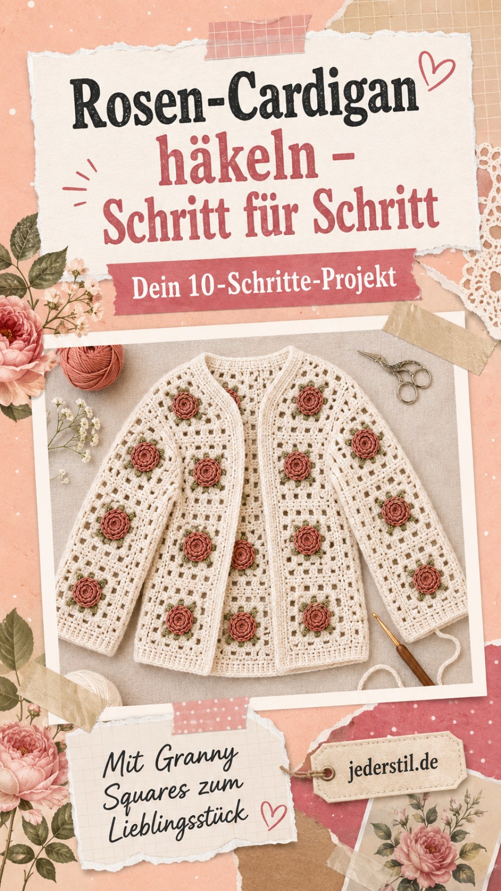 Granny - Square Rosen - Cardigan Häkeln - Meine 10