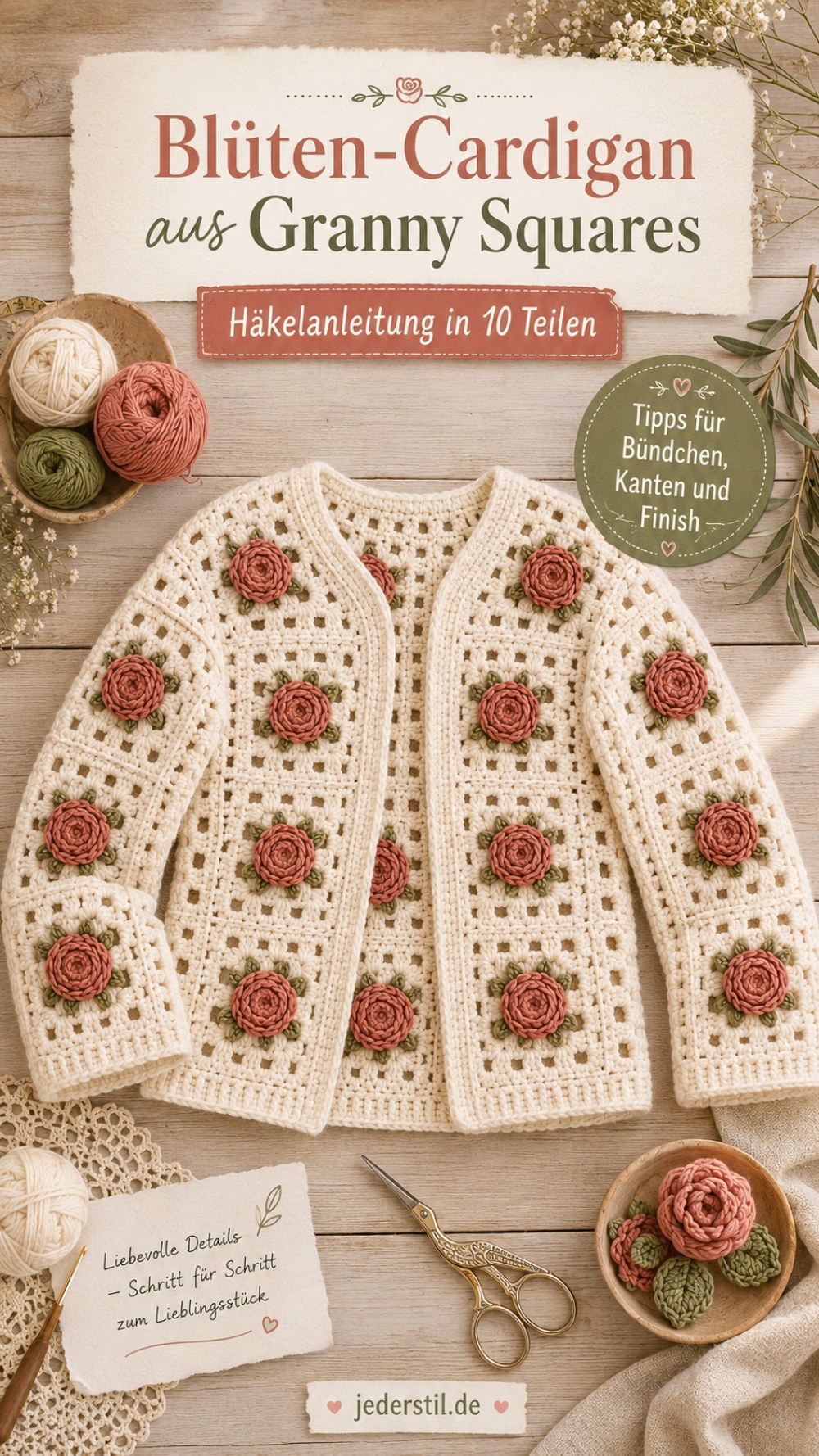 Granny - Square Rosen - Cardigan Häkeln - Meine 10