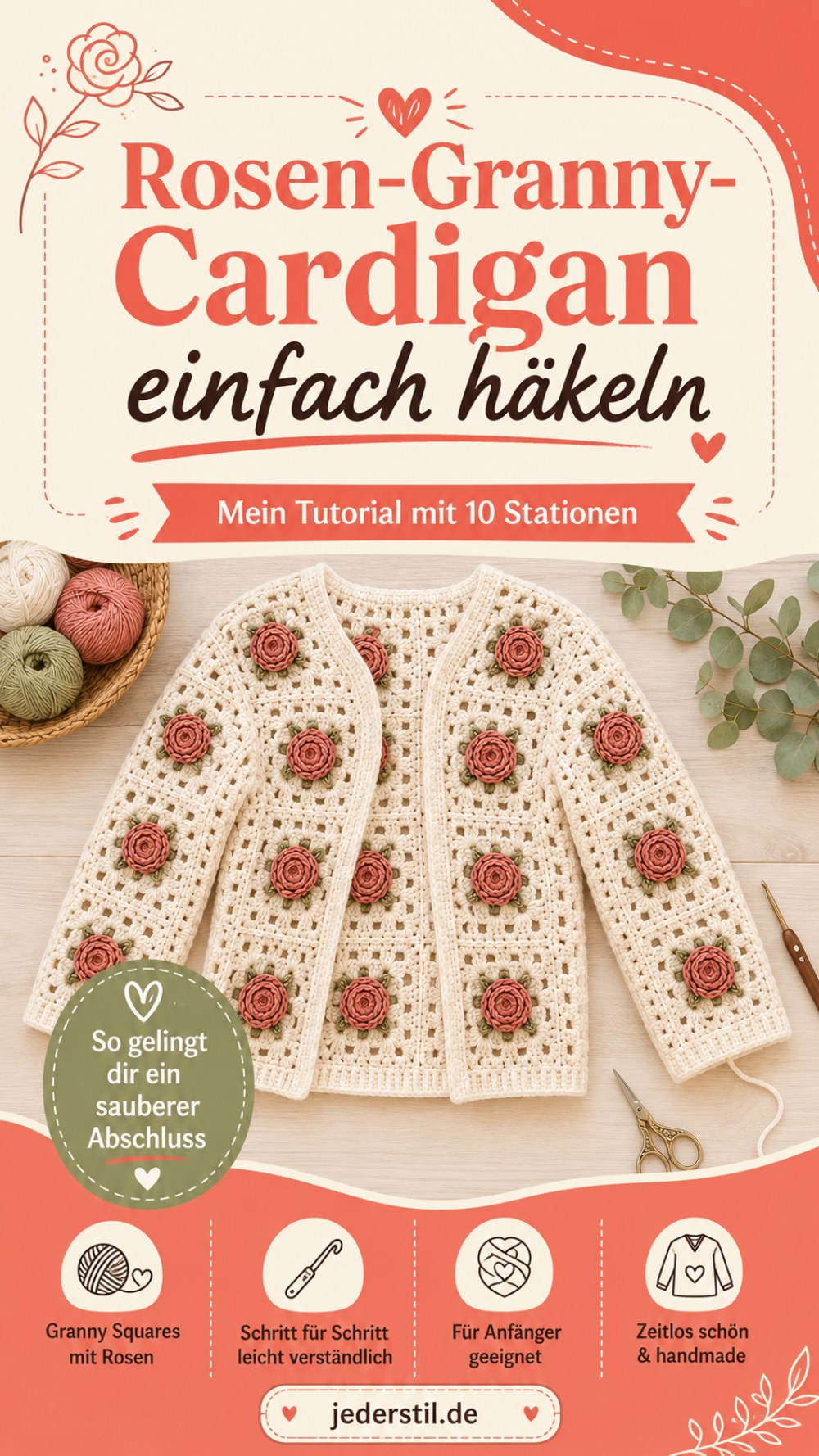 Granny - Square Rosen - Cardigan Häkeln - Meine 10
