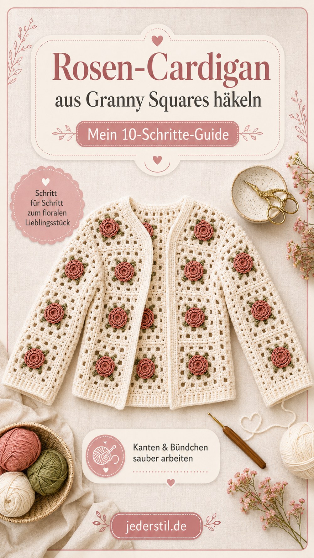 Granny - Square Rosen - Cardigan Häkeln - Meine 10