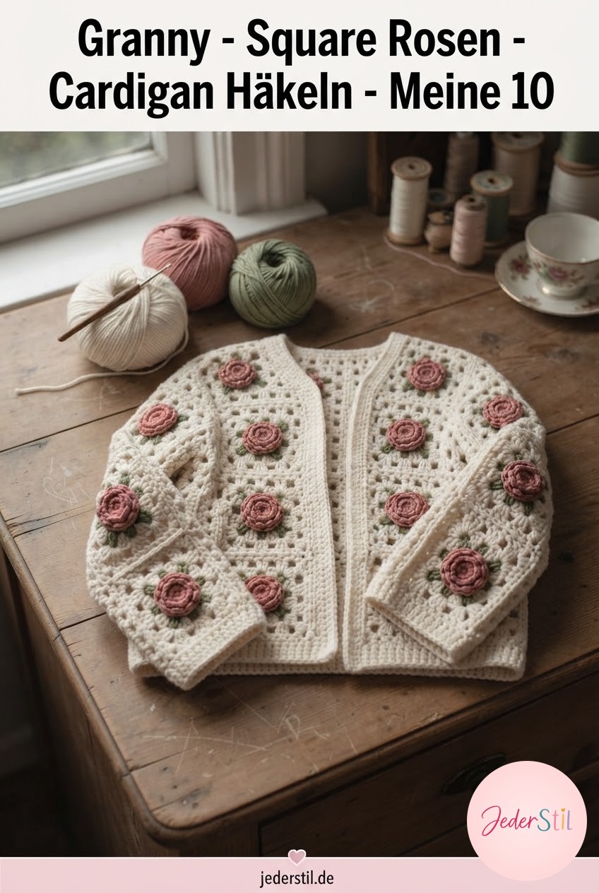 Granny - Square Rosen - Cardigan Häkeln - Meine 10
