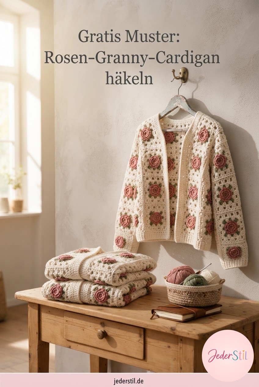 Gratis Muster: Rosen-Granny-Cardigan häkeln