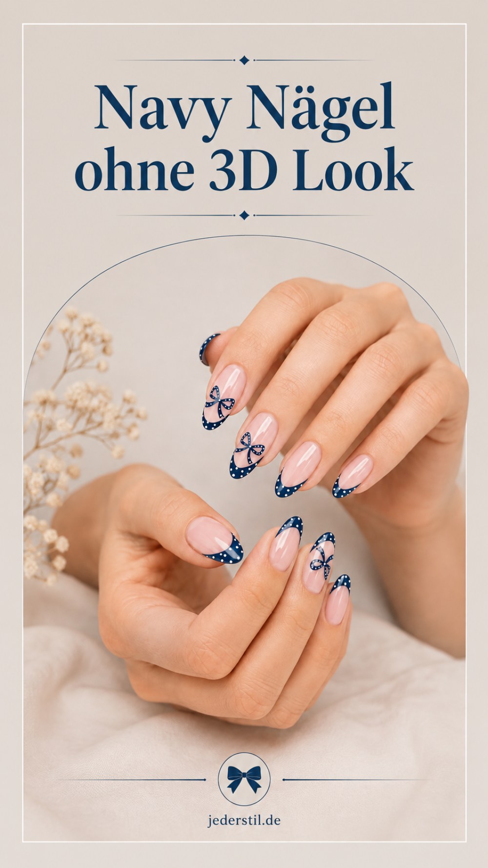 Navy Nägel ohne 3D Look