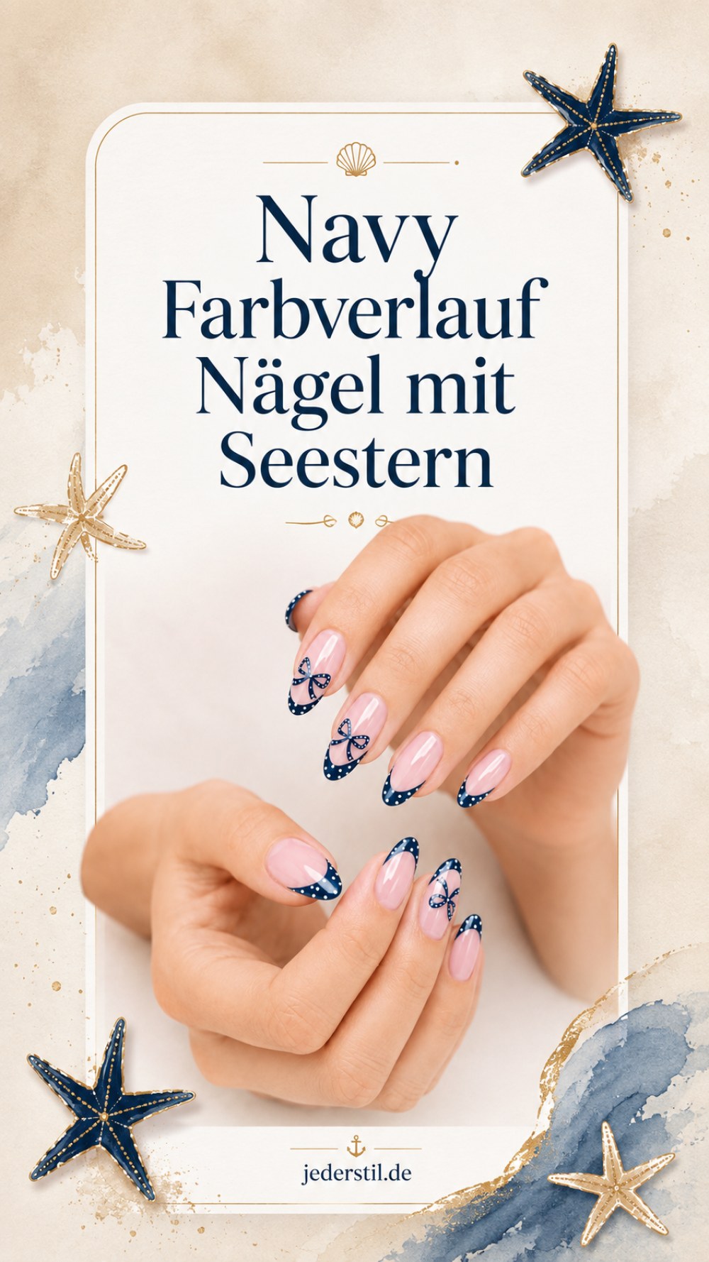 Navy Farbverlauf Nägel mit Seestern