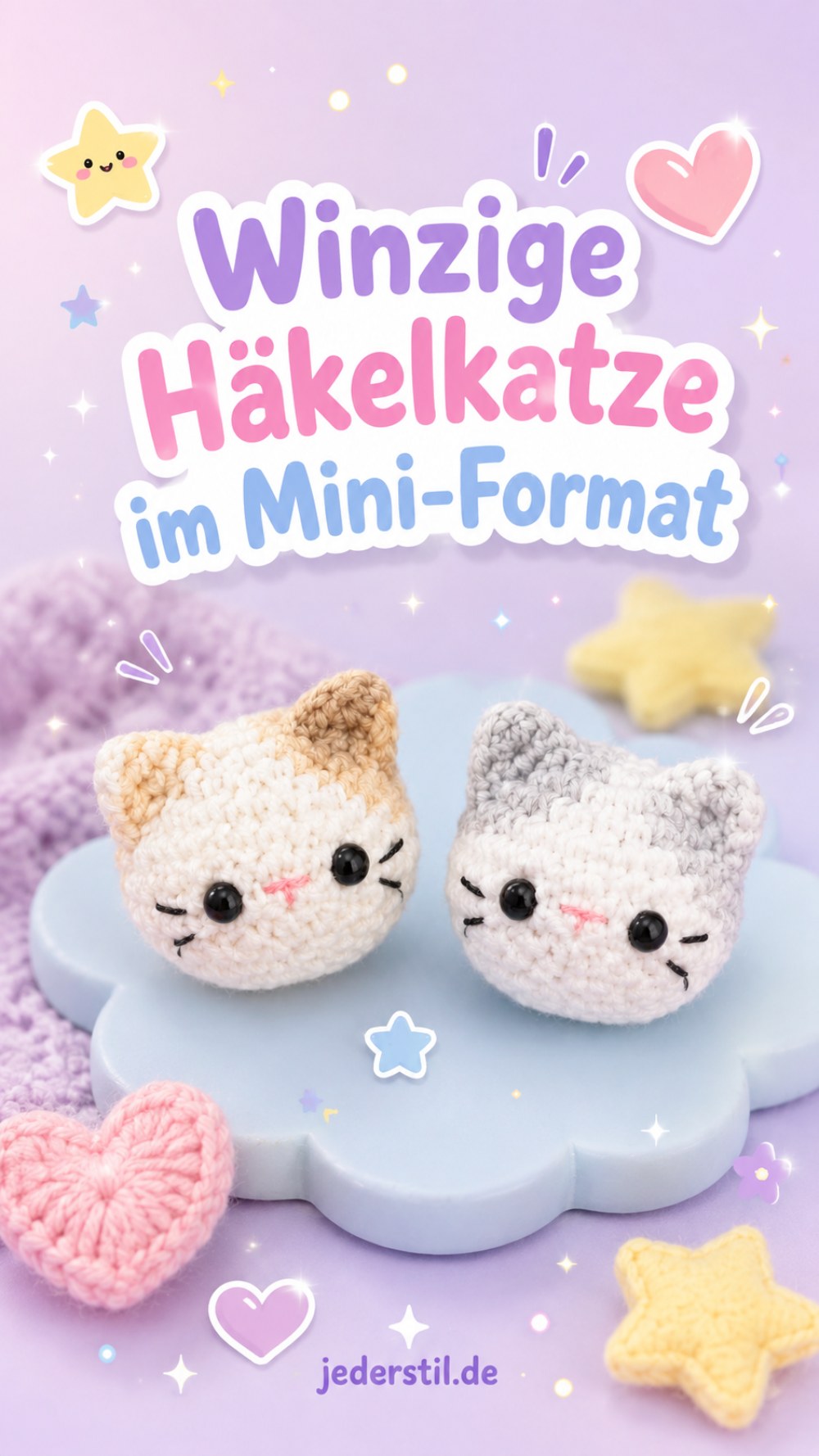 Winzige Häkelkatze im Mini-Format