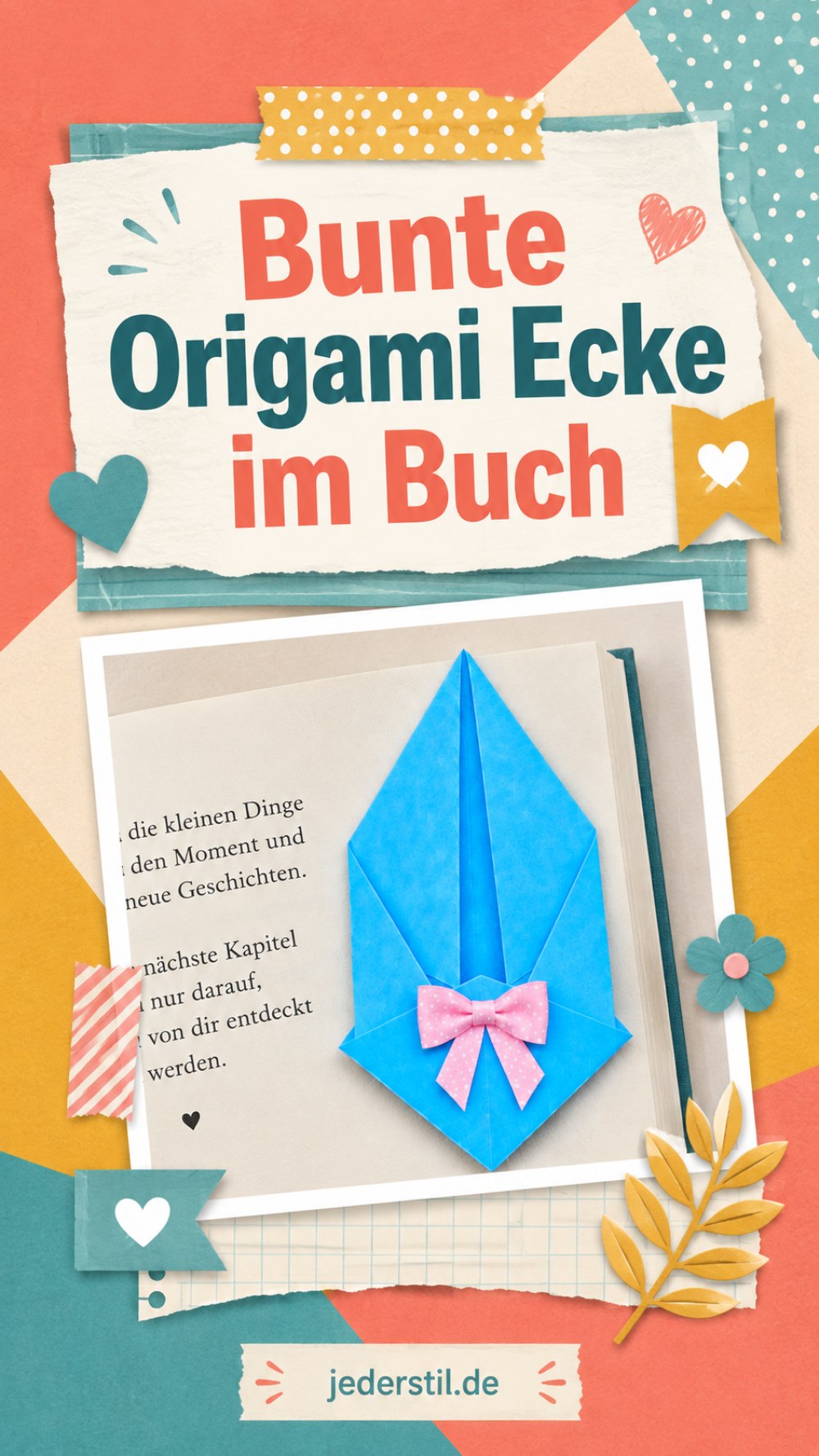 Bunte Origami Ecke im Buch