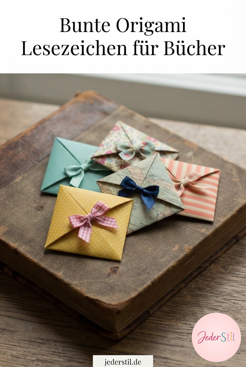 Bunte Origami Lesezeichen für Bücher
