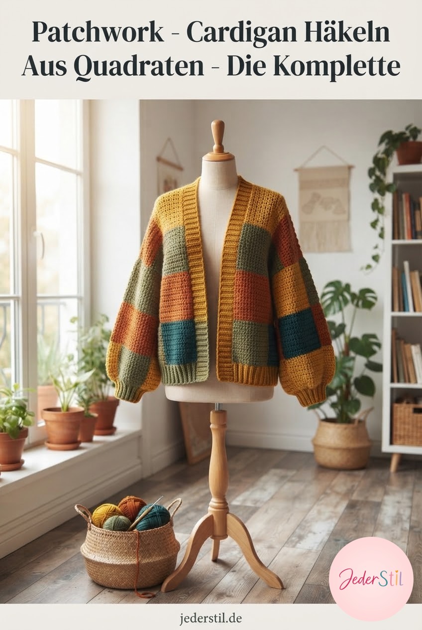 Patchwork - Cardigan Häkeln Aus Quadraten - Die Komplette