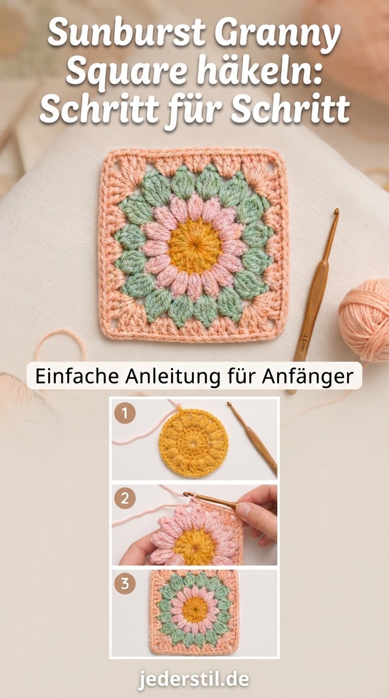 Sunburst Granny Square häkeln: Schritt für Schritt