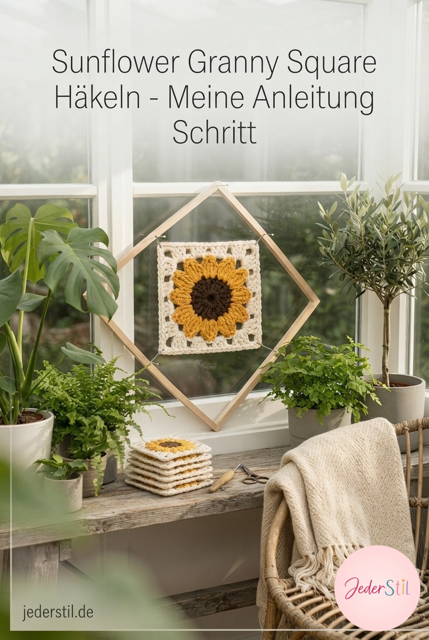 Sunflower Granny Square Häkeln - Meine Anleitung Schritt