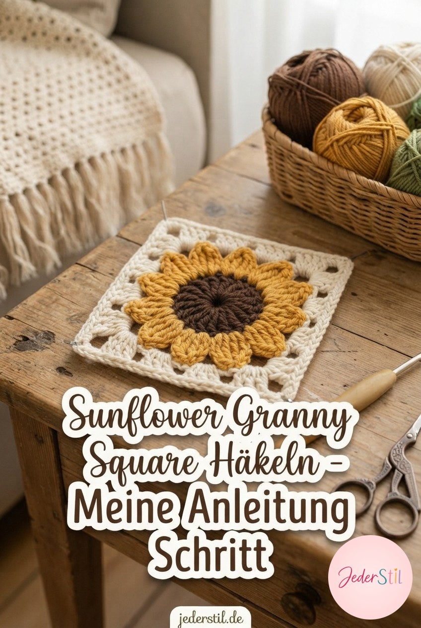 Sunflower Granny Square Häkeln - Meine Anleitung Schritt