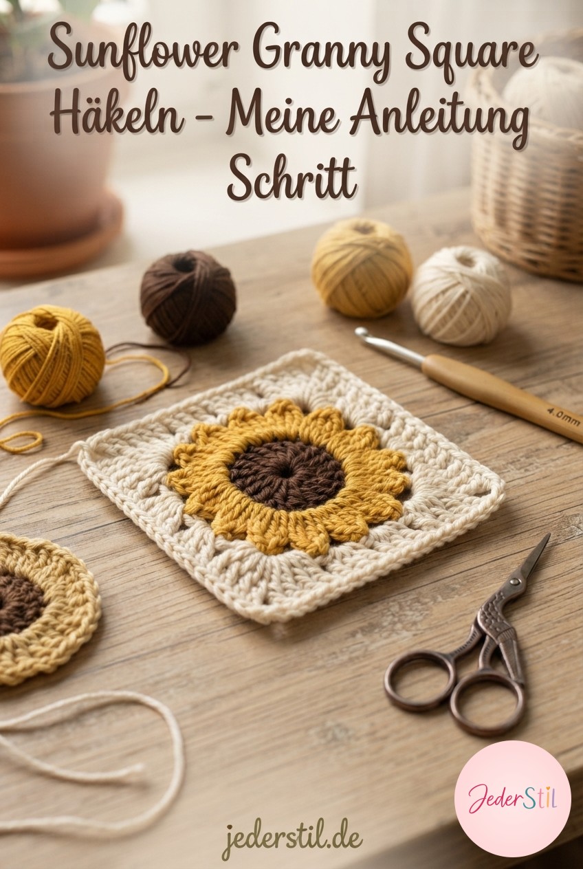 Sunflower Granny Square Häkeln - Meine Anleitung Schritt