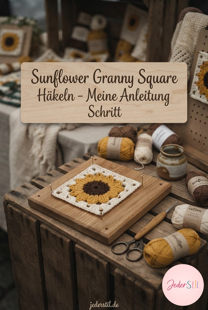 Sunflower Granny Square Häkeln - Meine Anleitung Schritt
