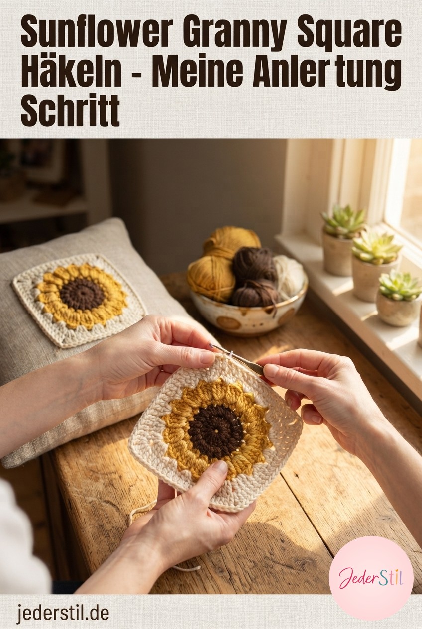 Sunflower Granny Square Häkeln - Meine Anleitung Schritt