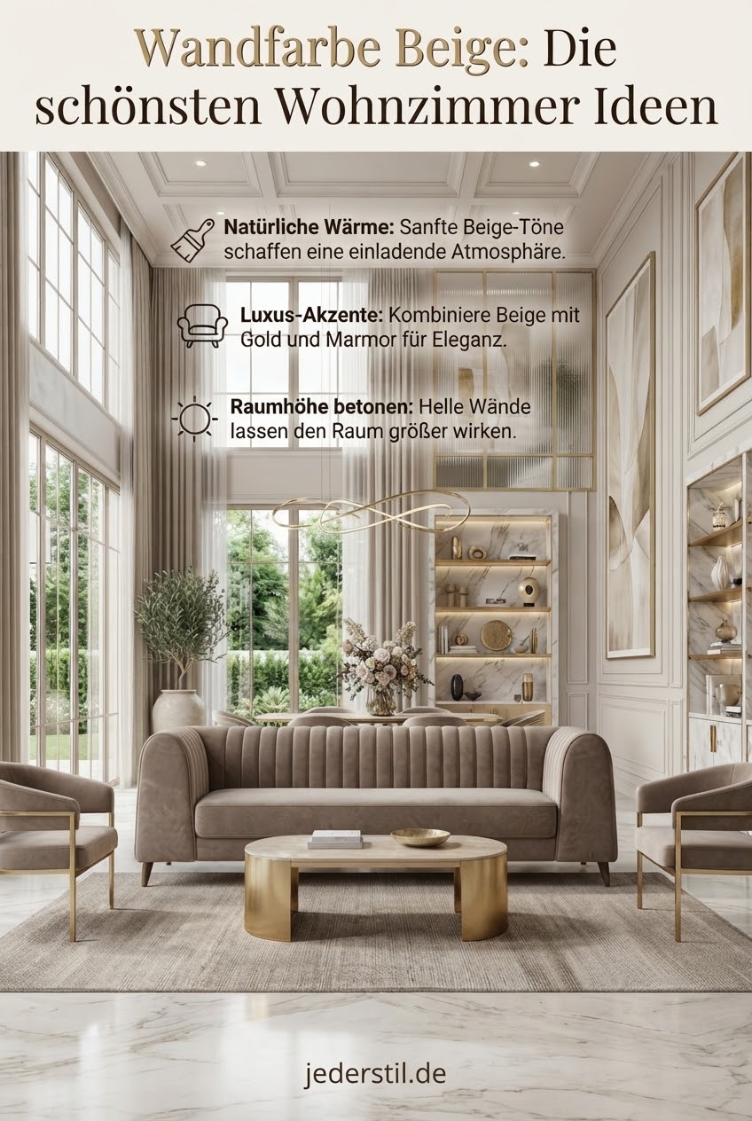 Wandfarbe Beige: Die schönsten Wohnzimmer Ideen