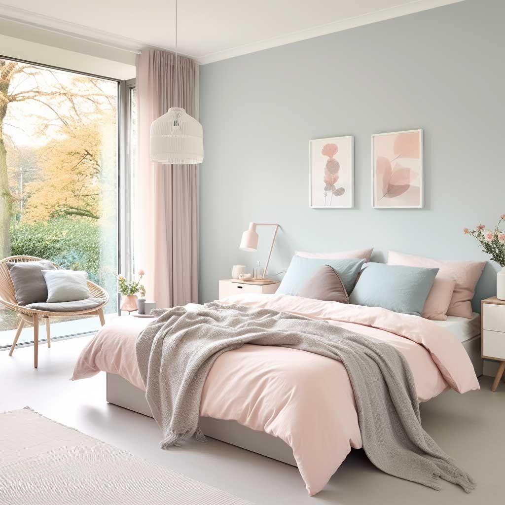 Helles Schlafzimmer mit Pastellfarben
