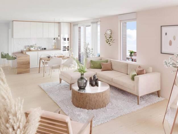 Pastellfarbene Wohnzimmer Wand
