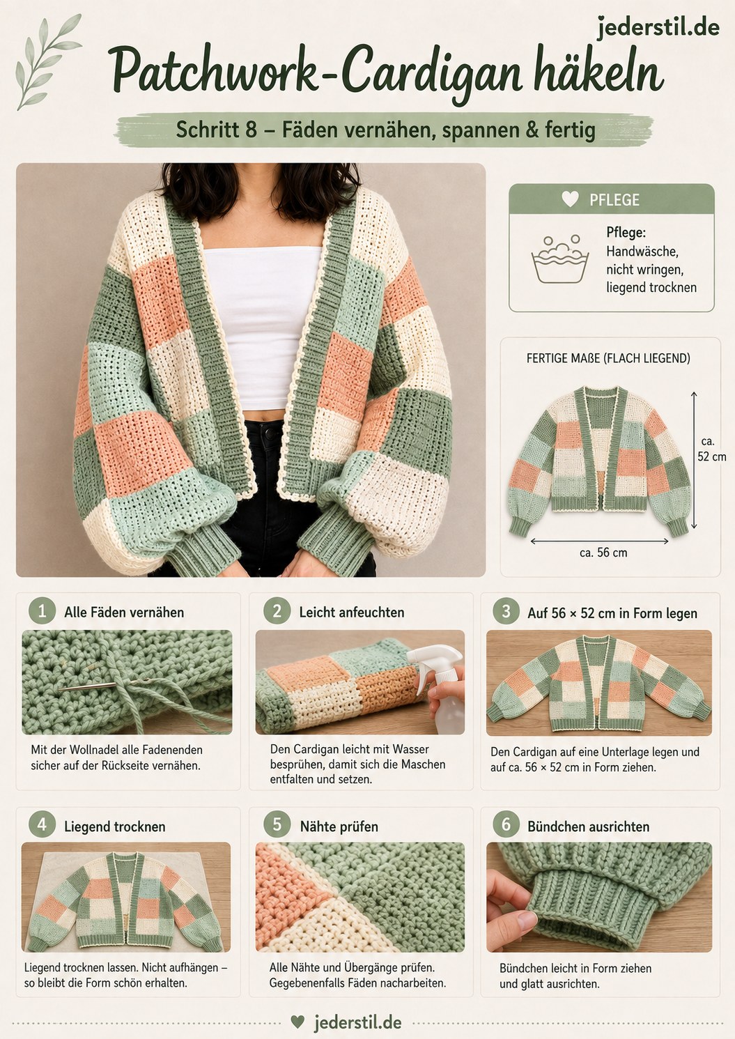 Patchwork - Cardigan Häkeln Aus Quadraten - Die Komplette