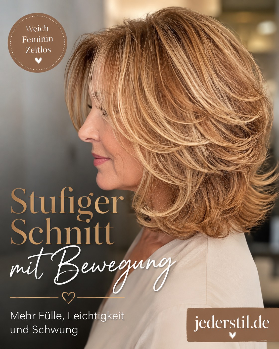 Stufiger Schnitt mit Bewegung bringt Fülle und Schwung in peppige Frisuren ab 50