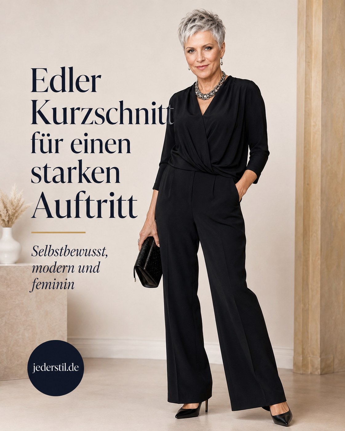 Edler Kurzschnitt sorgt für einen starken Auftritt unter den peppigen Frisuren ab 50
