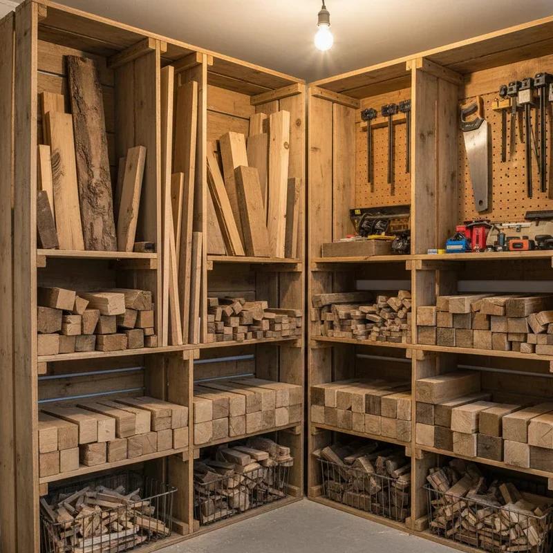 Eckregal für Holzreste Werkstatt