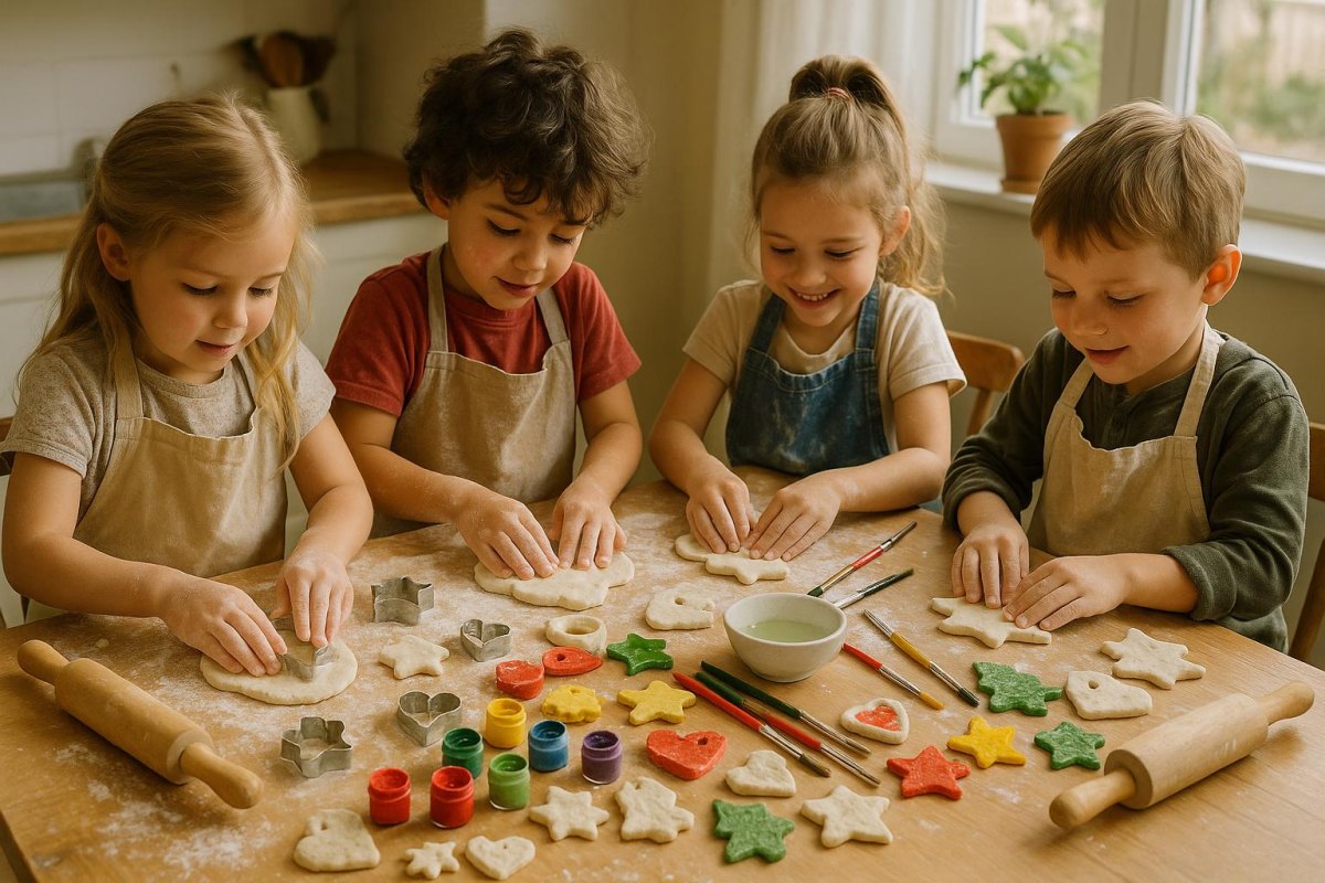 Kinder basteln Salzteig Weihnachtsfiguren