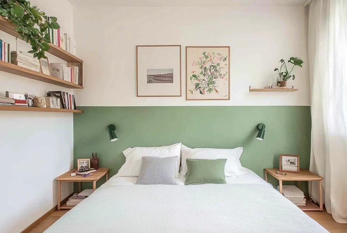 Schlafzimmer halbhohe Wandgestaltung