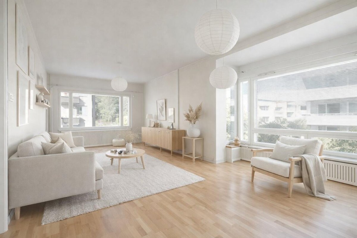 Skandinavisches Wohnzimmer Holzfußboden