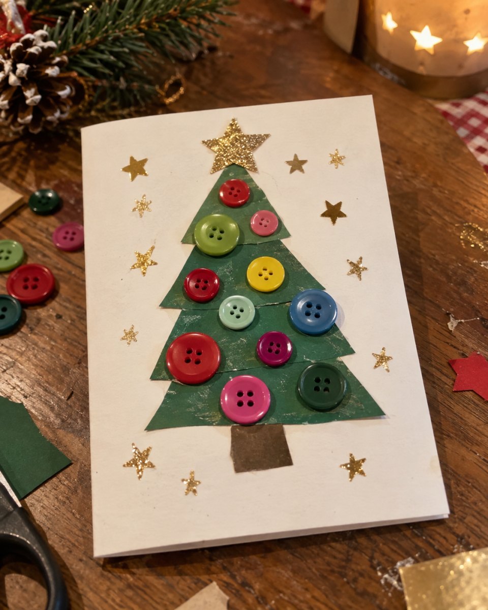 Knopf Verzierung Weihnachtskarte
