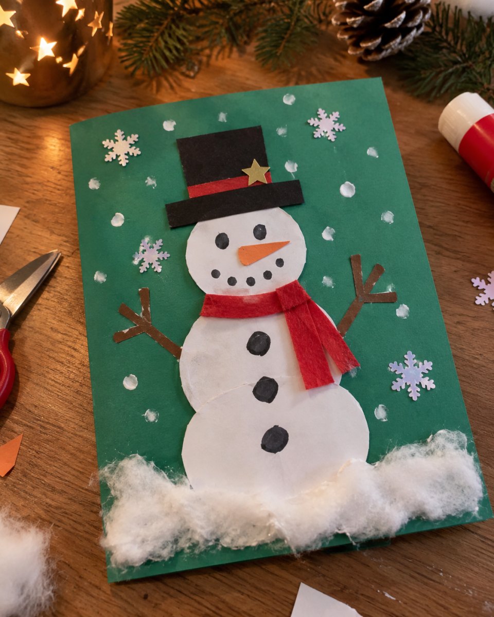 Schneemann Motiv Weihnachtskarte