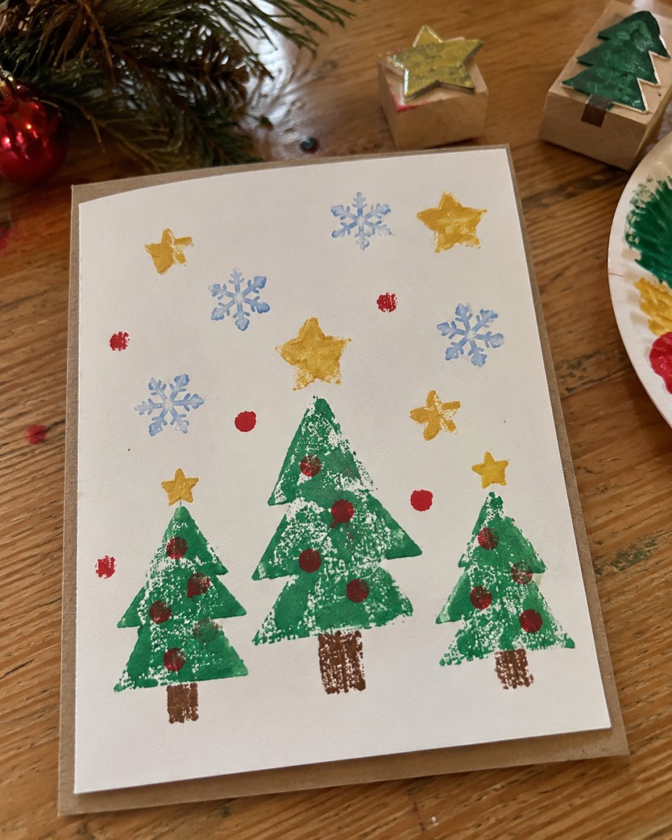 Stempeltechnik Weihnachtskarte