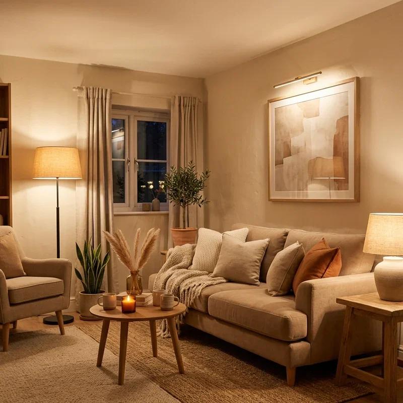 Beige Wohnzimmer Beleuchtung