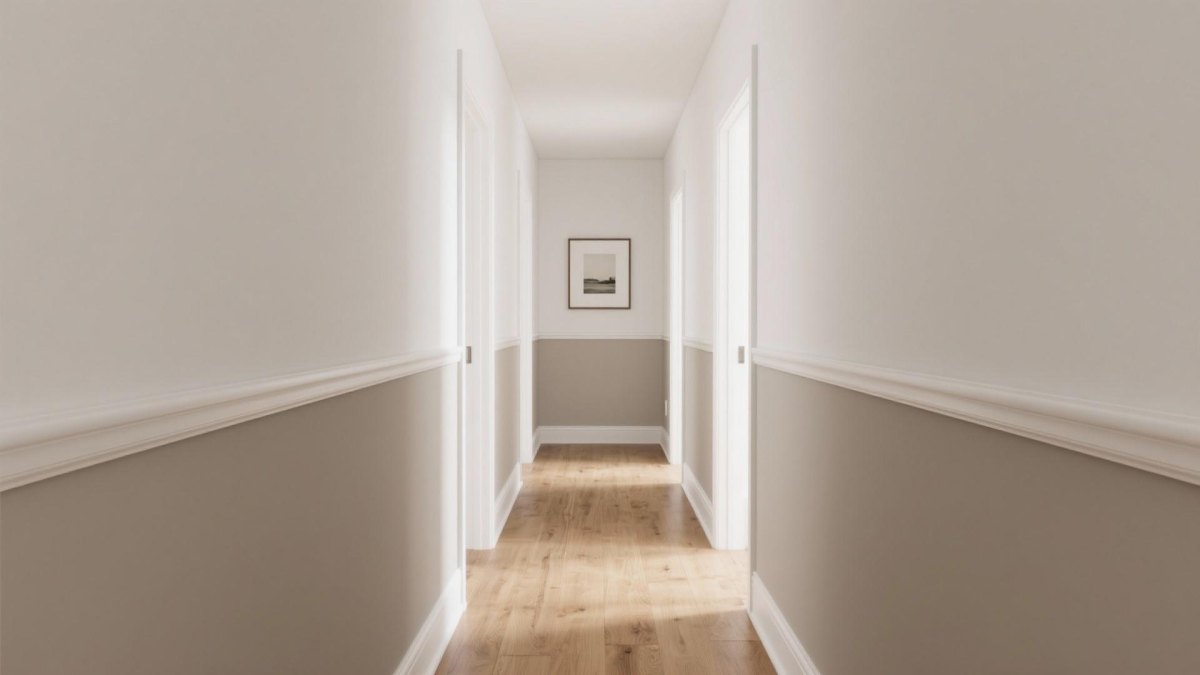 Flur mit zweifarbiger Sockelwand